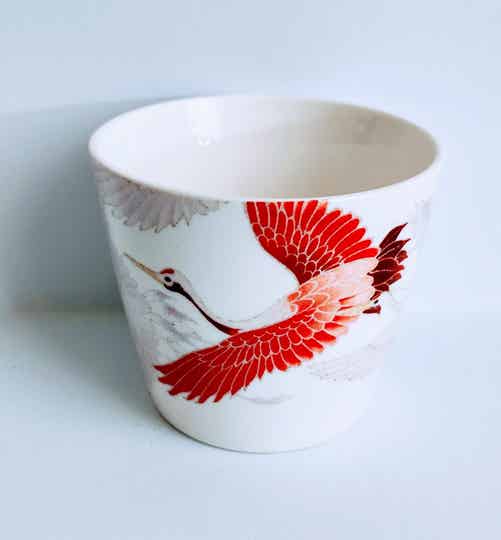 Theecups 'Kraanvogel' (per 2 stuks)