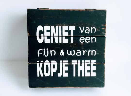 Theedoos "Geniet" Natural/ Black