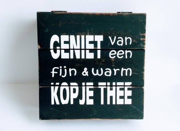 Theedoos "Geniet" Natural/ Black